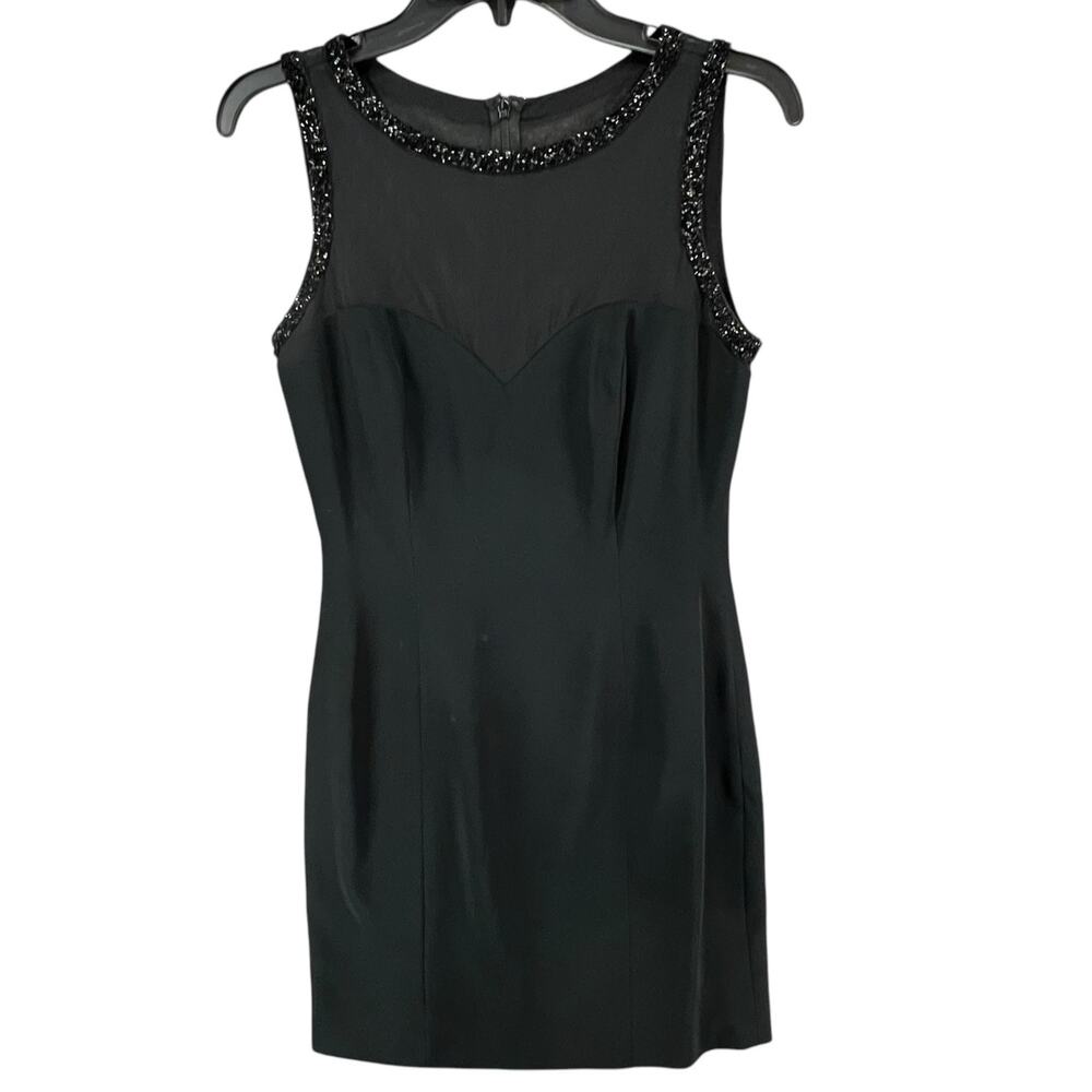 Lillie Rubin Vintage Y2K Sheath Dress Women 8 Black Beaded Cocktail Evening Glam